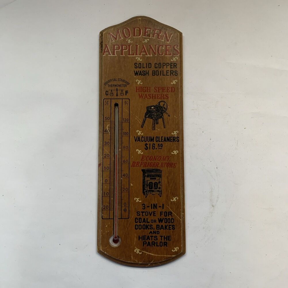 Wooden Sign Modern Appliances Boilers Stoves Universal Thermometer